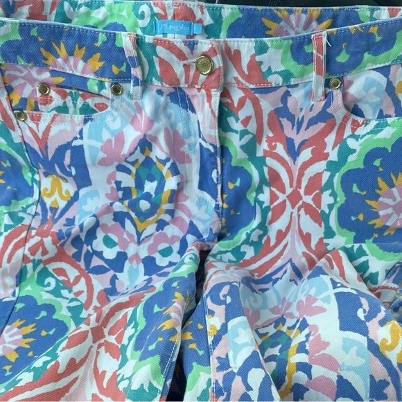 J. McLaughlin Red and Blue Trousers with floral Print Lexi - Picture 4 of 7